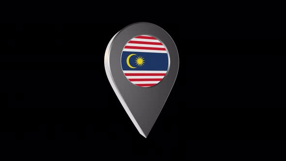 3d Animation Map Navigation Pointer With Flag Of Kuala Lumpur  (Malaysia) With Alpha Channel - 4K alt