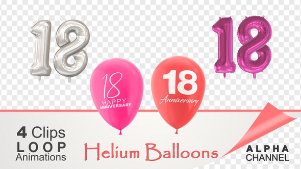 18 Anniversary Celebration Helium Balloons Pack