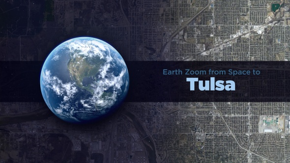 Tulsa (Oklahoma, USA) Earth Zoom to the City from Space