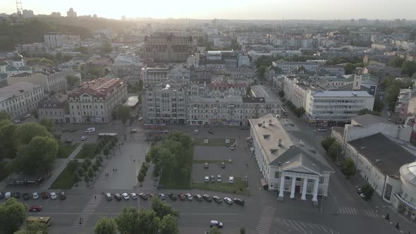 Aerial View of Kyiv, Ukraine. Slow Motion, Flat, Gray alt