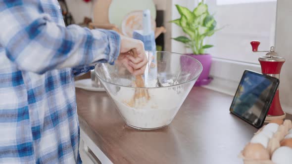 Baker Mixing Ingredients for Pie