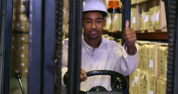 Forklift Driver Showing Thumbs Up alt