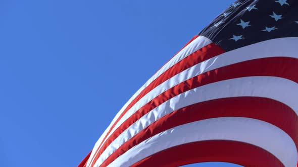 Copy Space on a Blue Sky Background. USA Flag