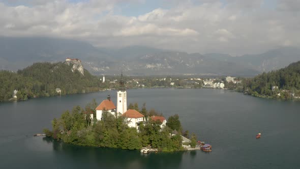 Aerial view of Bled Island, Slovenia