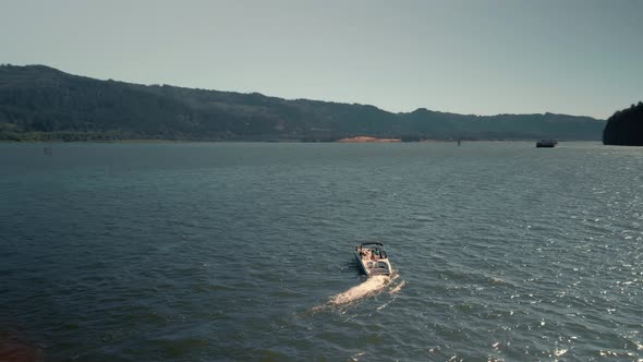 A Bird'seye View of the River on Which the Boat is Sailing alt