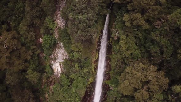 Waterfall in rainforest aerial