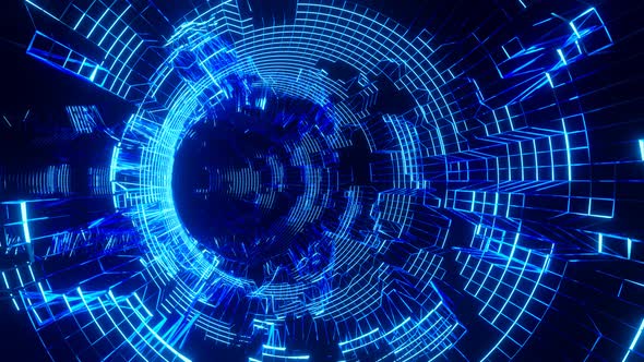 Digital Blue Cyberspace, Data Network Tunnel Background