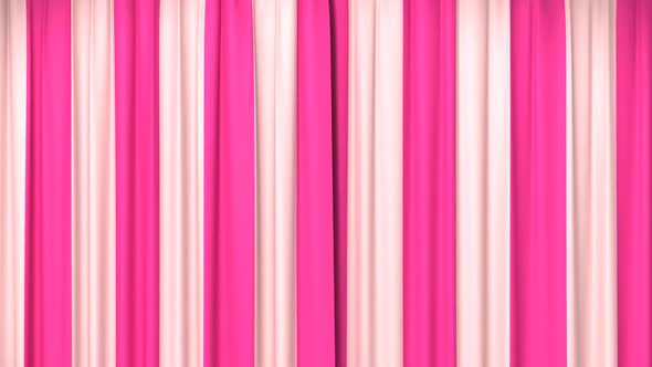 Opening and Closing Striped Pink Curtain