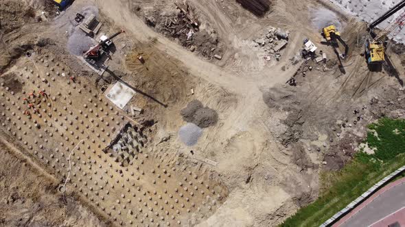 Aerial Panoramic View of City Construction Site