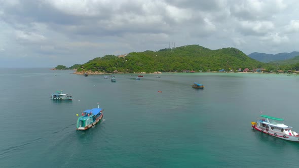 Flying Drone over Ships alt