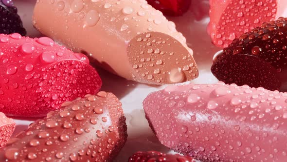 Lipstick Palette Rotation on White Background Macro Shot alt