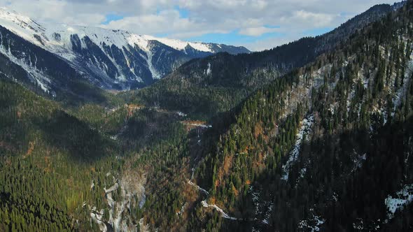 Aerial View of the Lashpsy River Valley Which Flows Into the Lake Ritsa alt
