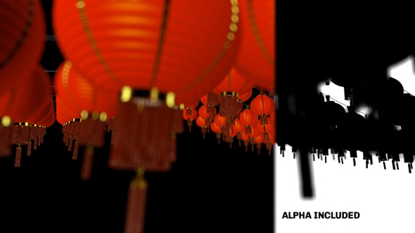 Chinese New Year Lanterns Looping Background with Alpha