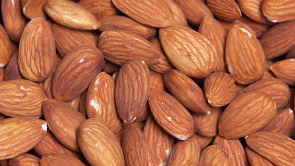 Almond Rotates Close-up. Background of Almond