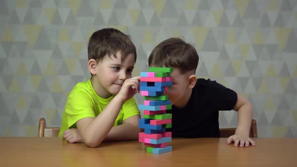 Two Brothers Play a Game of Jenga