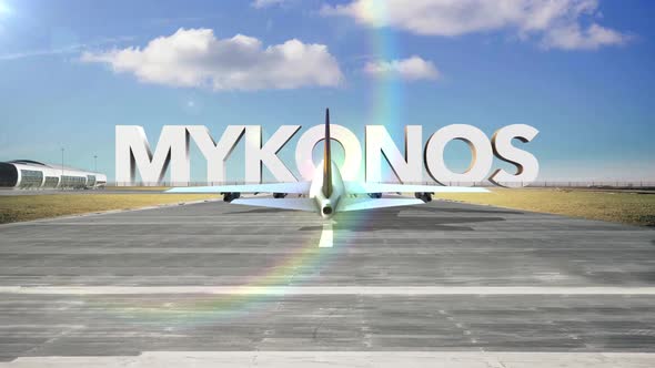 Commercial Airplane Landing Capitals And Cities Mykonos