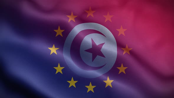 EU Tunisia Flag Loop Background 4K