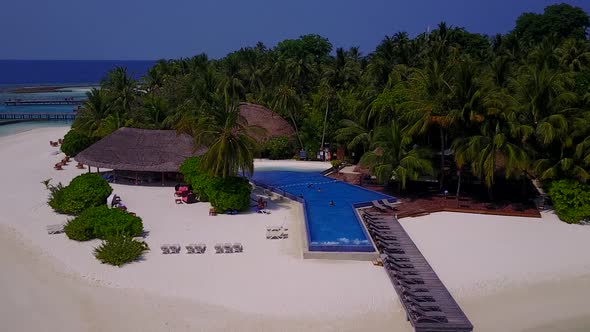 Aerial drone abstract of marine tourist beach by clear ocean and sand background alt