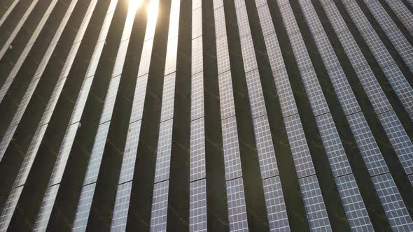 Aerial Top View of a Solar Panels Power Plant alt