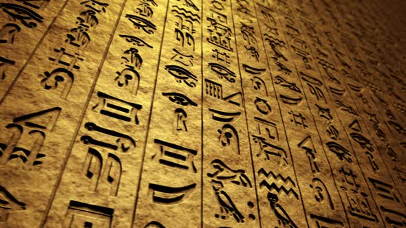 Endless animation focused on the ancient hieroglyphs. Closeup. Loopable. HD alt