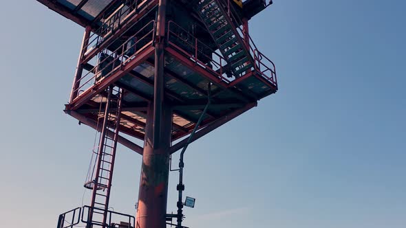 Coastal oil platform or oil rig in open adriatic sea, Italy alt