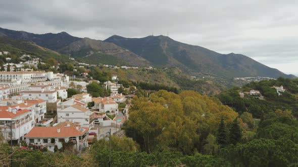 City buildings on hillside, Mijas, Andalusia, Spain