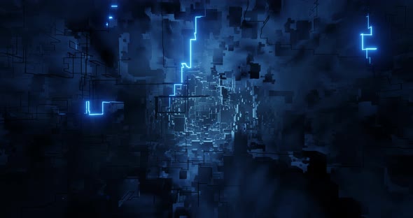 Abstract hologram 3D Big Data Digital City with futuristic matrix