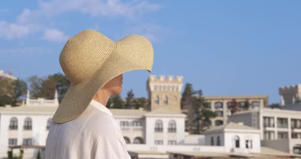 Cute Woman on Tourist Beach alt