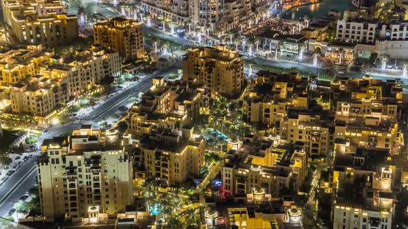 Top View of the Central Area of the City Timelapse Dubai Downtown alt
