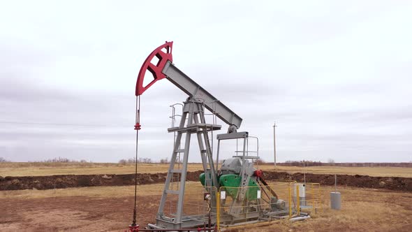 Pump Jack in Vast Oil Fields in Russia