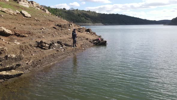 Aerial Drone View Fishing Lake alt