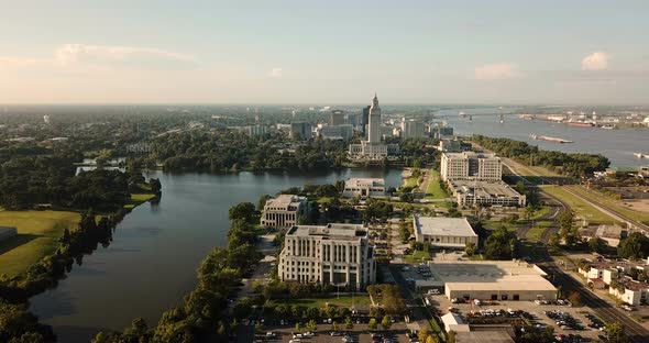 Aerial View Baton Rouge Louisiana State Capitol Building Downtown