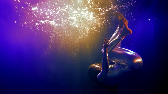 Enigmatic Underwater Shot with Swimming Woman Fantastic Female ...