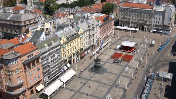 Aerial View Time Lapse Zagreb City Center Croatia alt