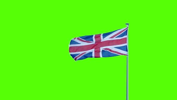 British Union Jack Flag In The Wind Greenscreen alt