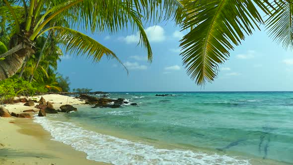 Beautiful tropical beach sea ocean with blue sky and white cloud alt