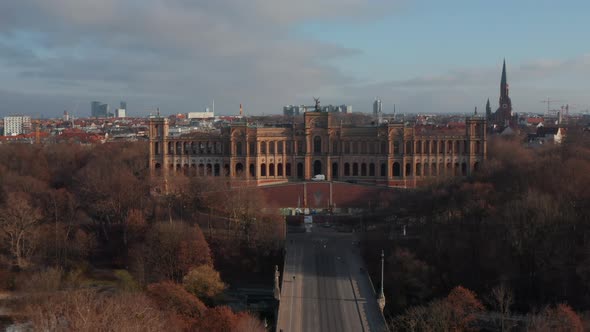 Empty Bridge Towards Maximilianeum Landtag Building in Munich, Germany with No People and No Traffic alt