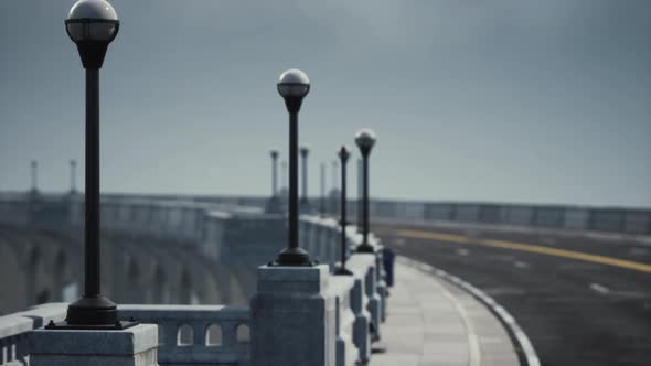Empty Bridge Fragment Near the Mountains alt