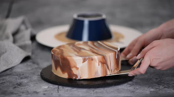 A Pastry Chef Makes a Modern Mousse Cake with Mirror Glaze