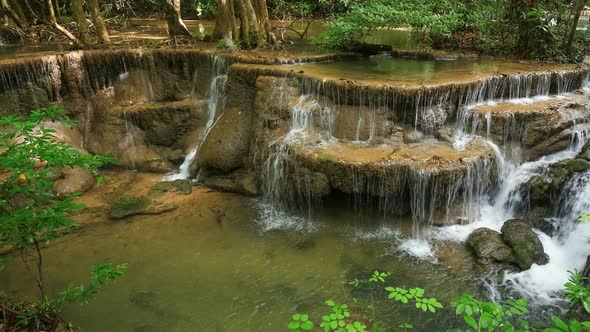 Time-lapse of Level 6 of Huay Mae Kamin waterfall in Khuean Srinagarindra National Park alt