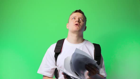 Young Man Student Disappointed with Results Upset Failure News Chromakey