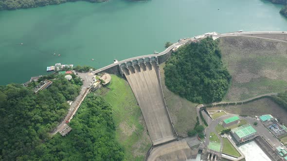 Aerial footage - Shihmen Reservoir in Taoyuan, Taiwan