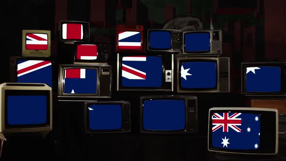 Flag of Australia and Vintage TVs. alt