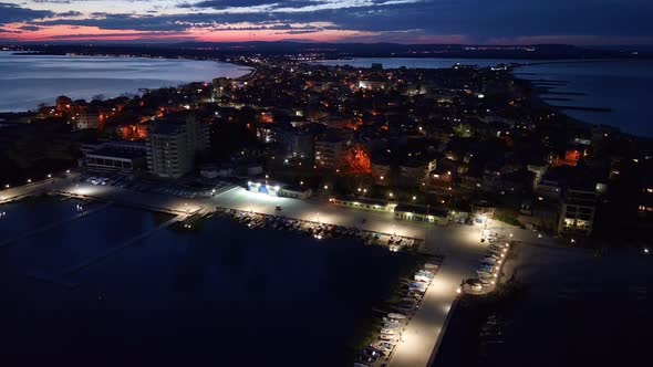 View of the Reflection in the Black Sea Against the Background of the Sky and Sunset alt