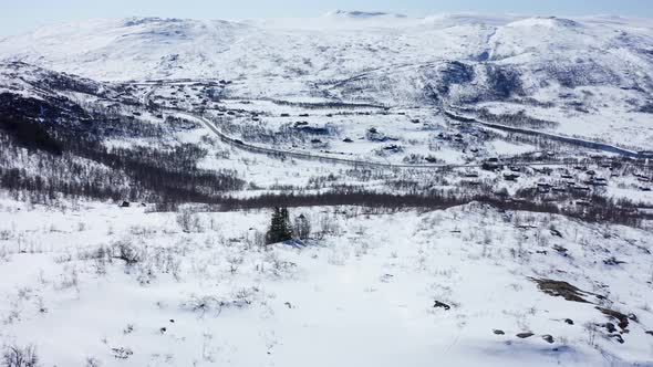 Tverrlia Maurset at Norway national park Hardangervidda - Aerial ...