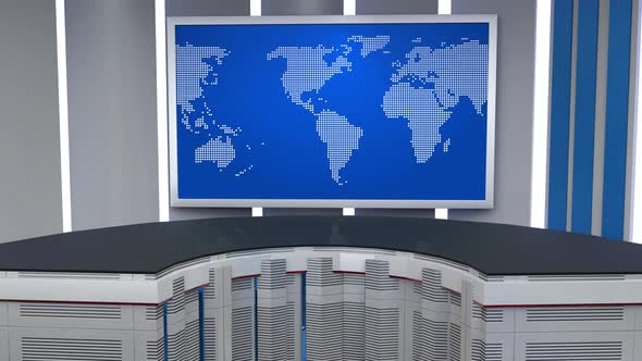 Virtual News Studio Set Green Screen Background Loop 4k alt