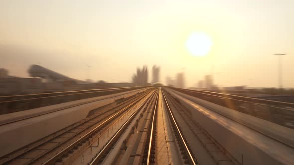 Cityscape Train Railroad View of Modern High Rise Skyscrapers Business District Center alt
