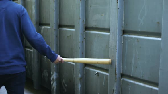 Local Hooligan Slowly Walking With Bat Scaring Classmates, Poor Upbringing alt