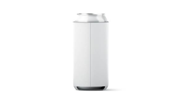 Blank big white collapsible beer can koozie mock up isolated alt