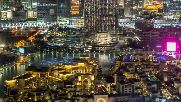Dubai Downtown Night Timelapse View From the Top in Dubai United Arab Emirates alt